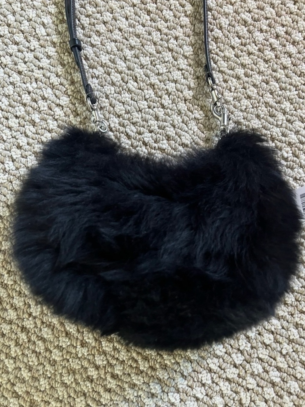 Coach NWT - Jonie Plush Black Shearling Bag CW575 - Picture 3 of 12